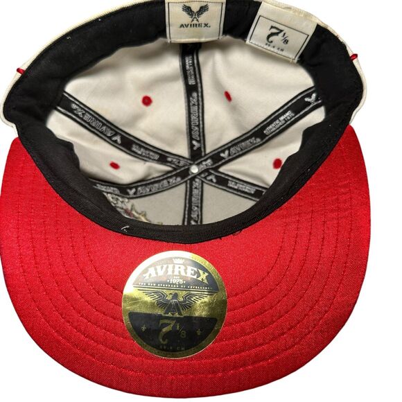 Avirex Fitted Cap Hat Men's Size 7 1/8 White/Red King Sword Retro Hiphop Y2K - Picture 6 of 7